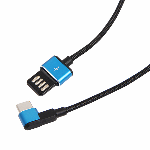 Right Angle USB-C to Reversible Sided USB-A Cable